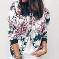Outerwear & Coats Jackets Womens Ladies Retro Floral Zipper Up Bomber Outwear Casual coats and jackets women